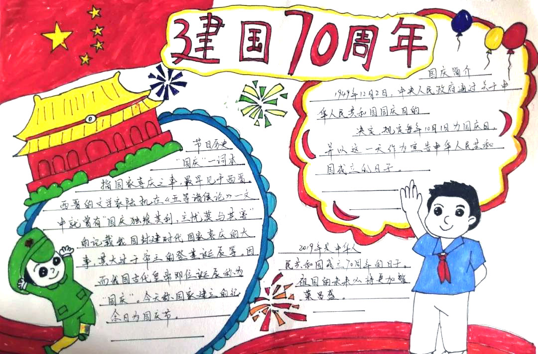 小学生建国70周年手抄报图片-图5