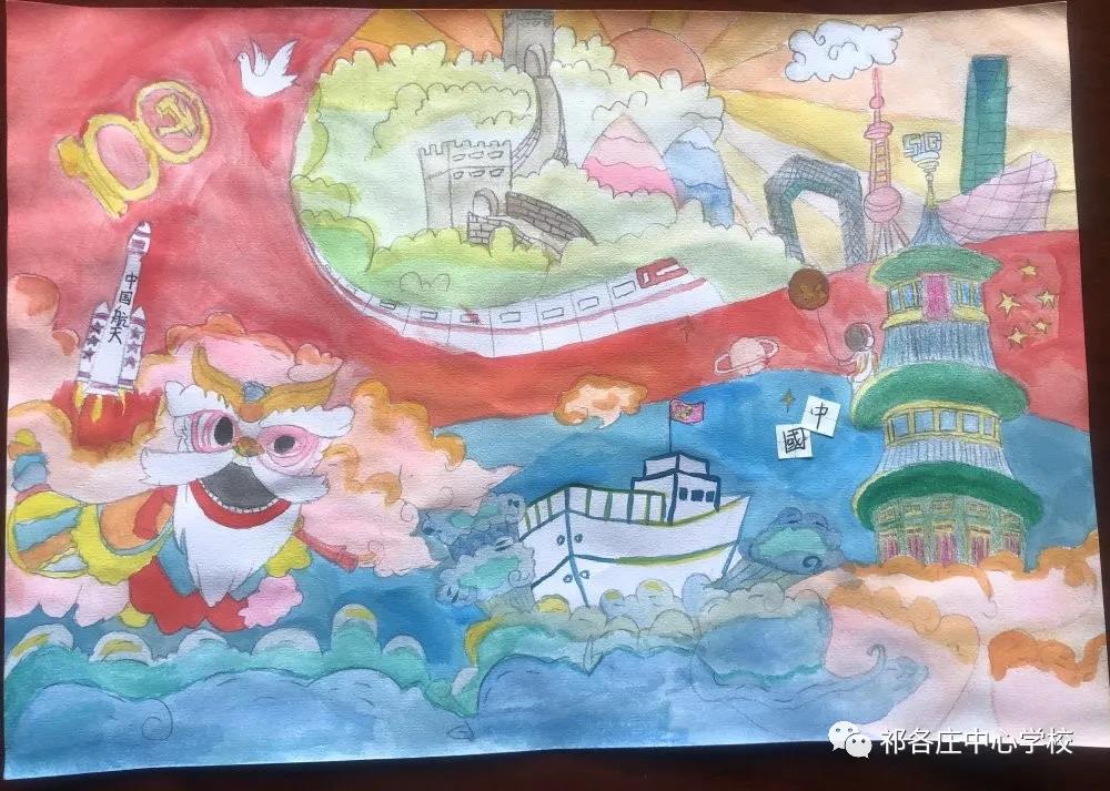 建党100年创意儿童画-图4