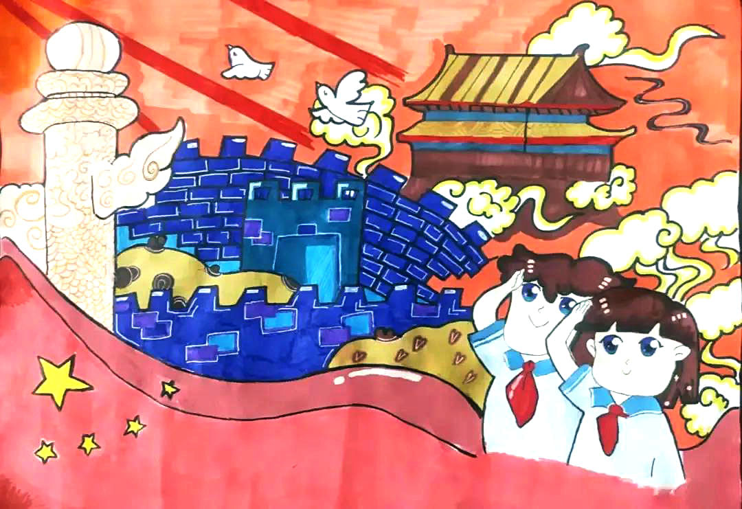 党在我心中绘画图片-图3