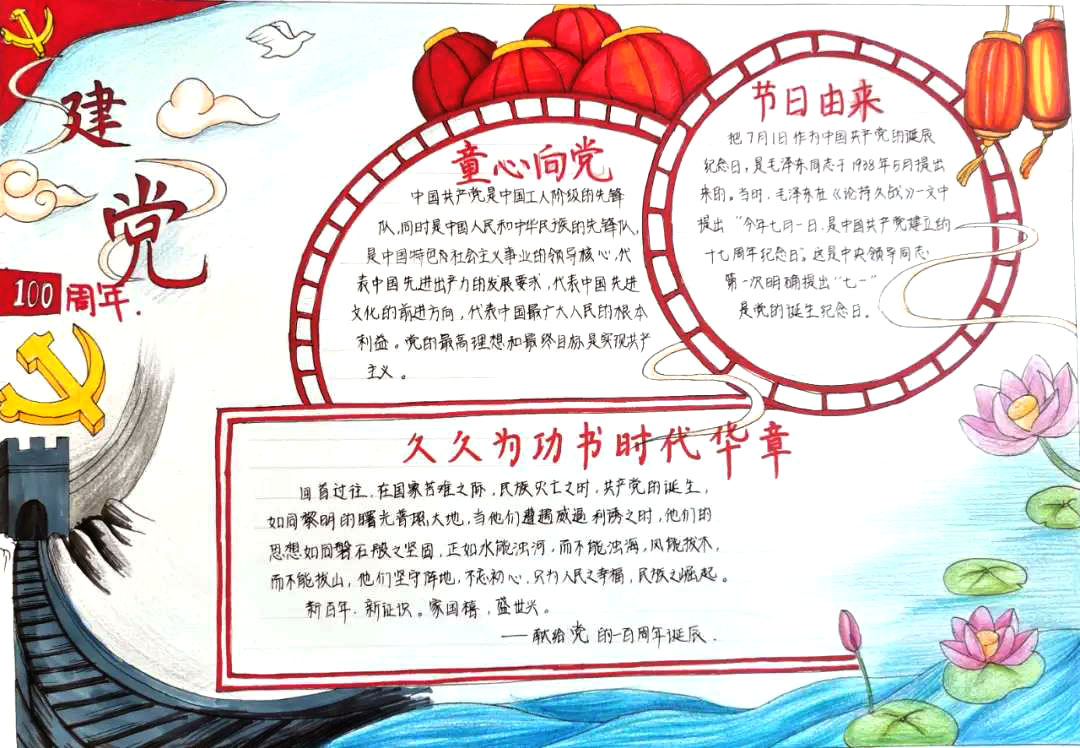 小学生童心向党赞百年手抄报-图4