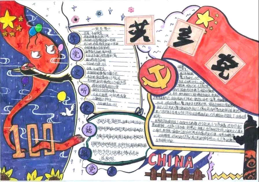 小学生童心向党赞百年手抄报-图6