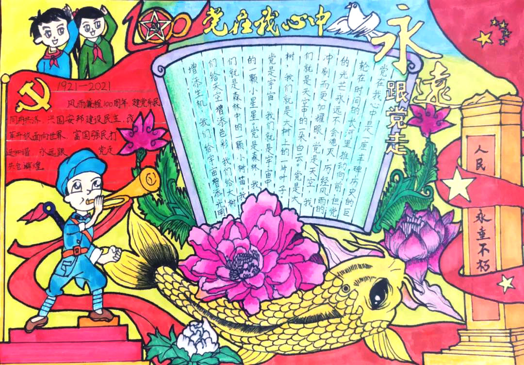 初二党在我心中手抄报图片-图2