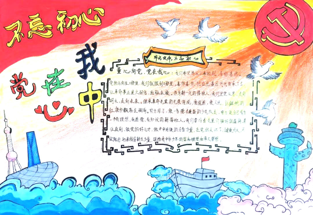 初二党在我心中手抄报图片-图3