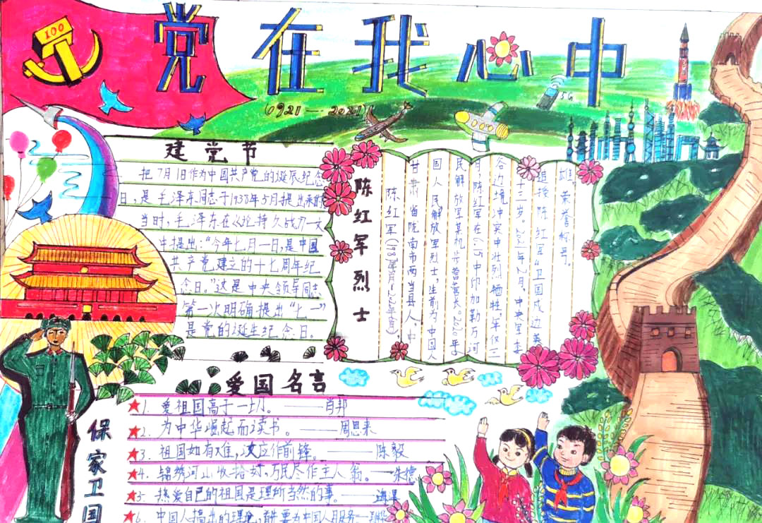 党在我心中手抄报简单好画-图3