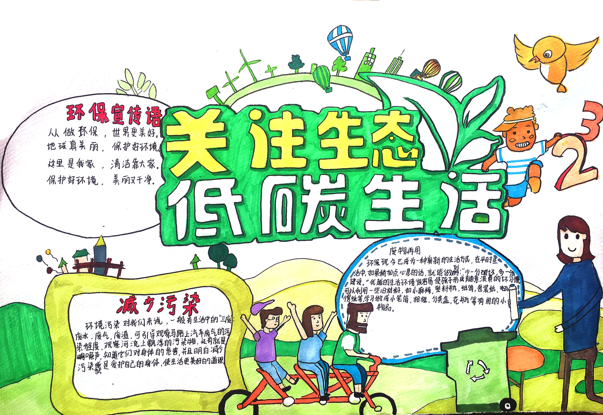 关注生态低碳生活手抄报-图3