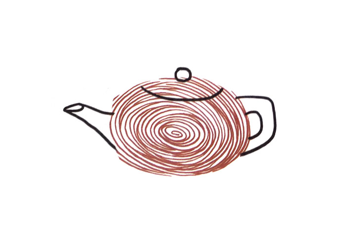 如何用手指印画茶壶