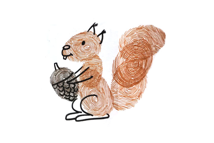 如何用手指印画松鼠