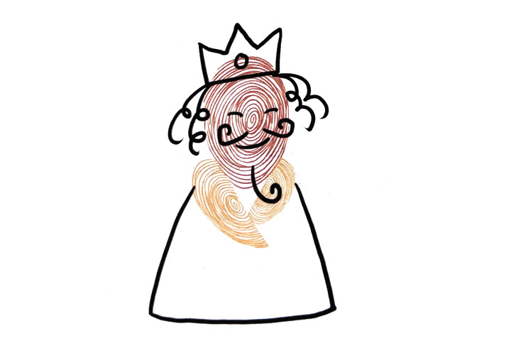 步骤3：画卷发、五官，胡须和衣服