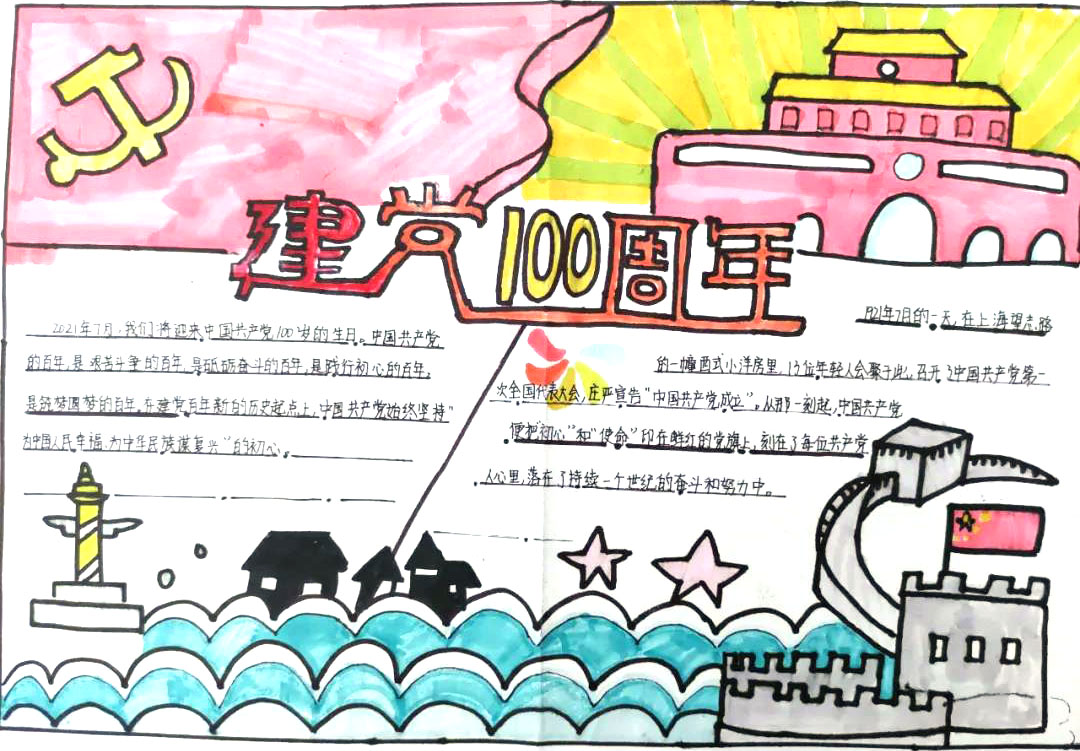 “迎百年党庆 颂百年党恩”主题手抄报-图8