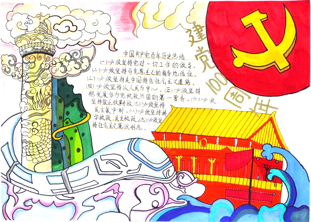 8张漂亮的建党节100周年手抄报-图2