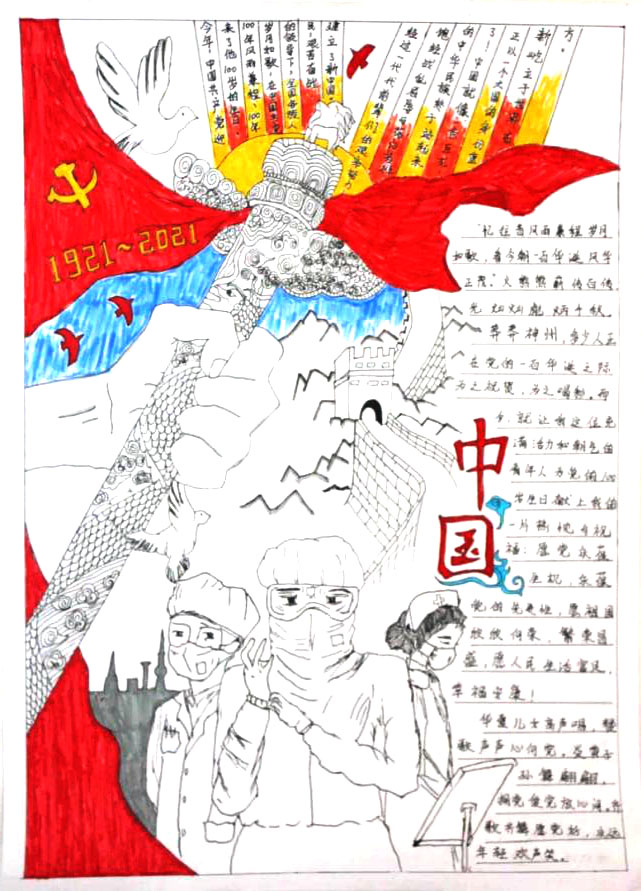 8张漂亮的建党节100周年手抄报-图6
