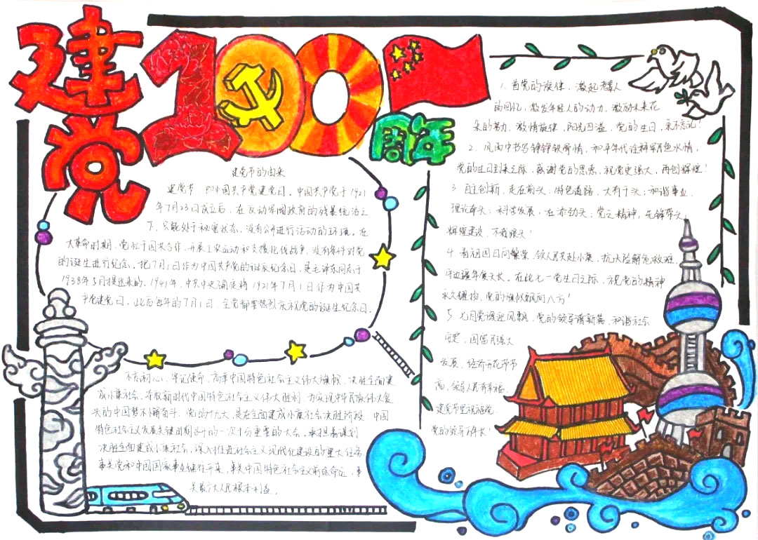 2021中国建党100周年手抄报图片-图1