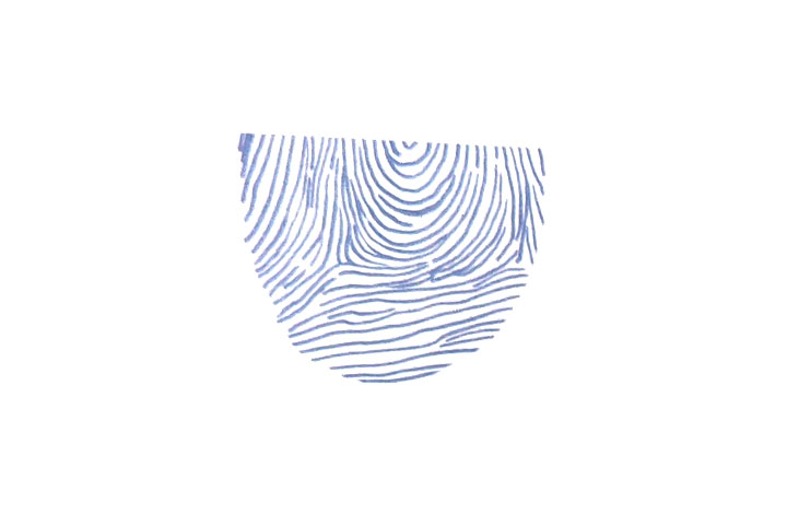 步骤1：印半个指印。