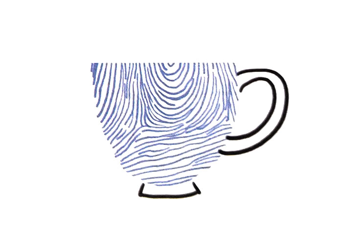 如何用手指画茶杯