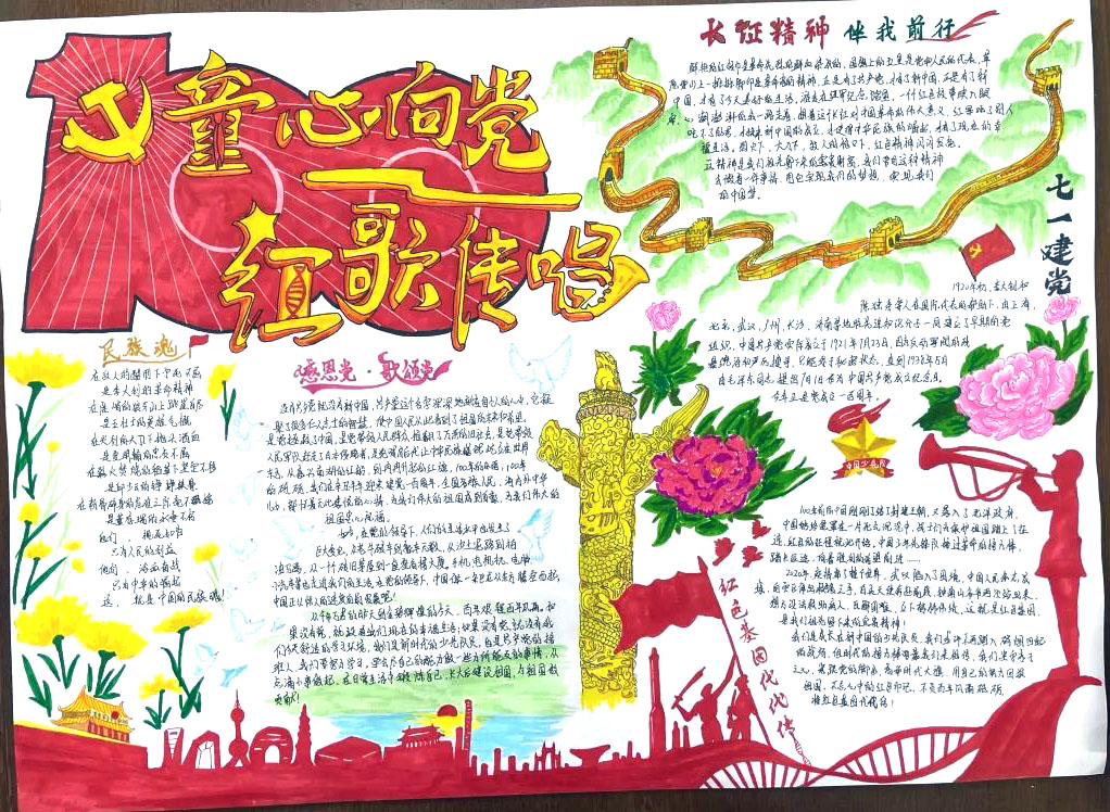 “童心向党 献礼建党100周年” 手抄报-图1