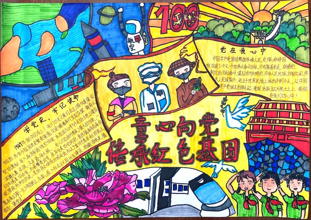 “童心向党 献礼建党100周年” 手抄报-图3