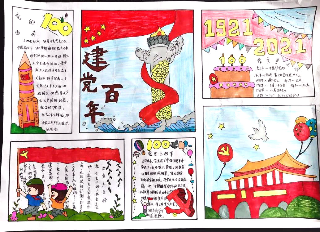 “童心向党 献礼建党100周年” 手抄报-图7