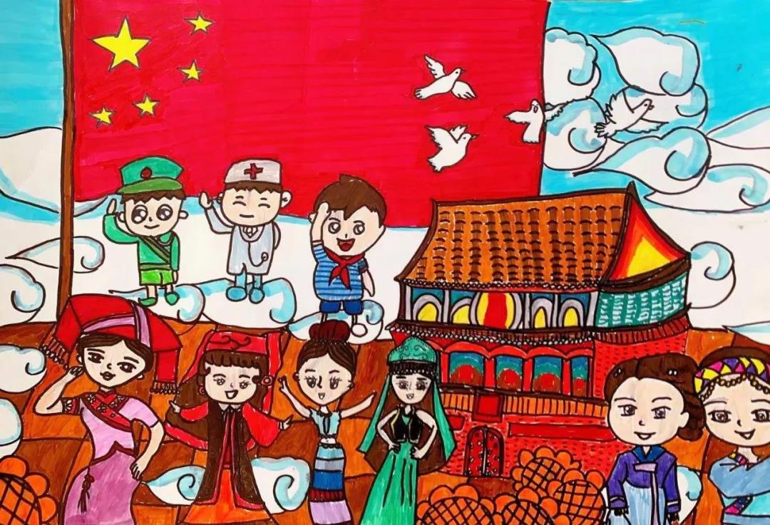 小学生童心向党绘画-图1