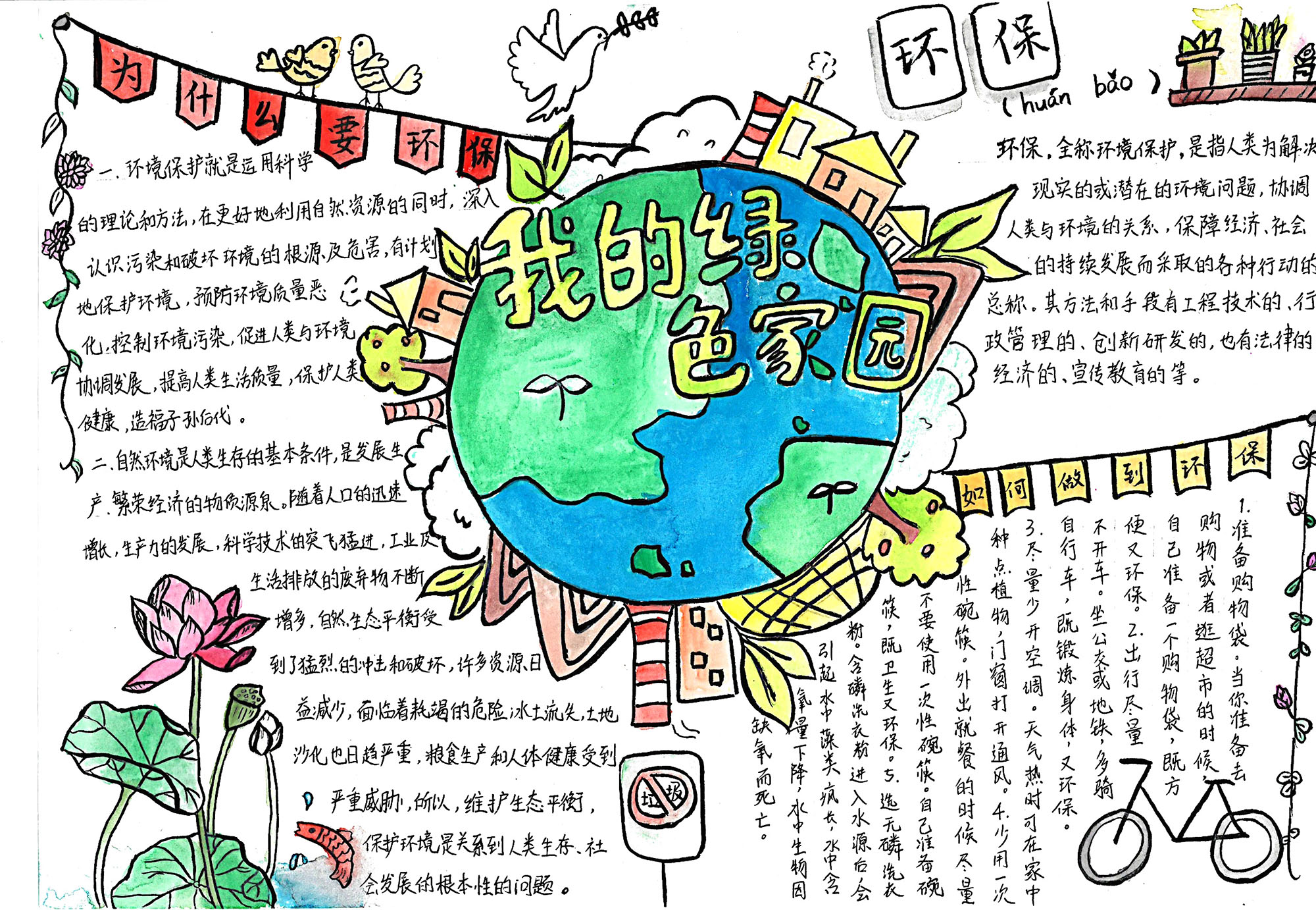 我的绿色家园主题手抄报-图4