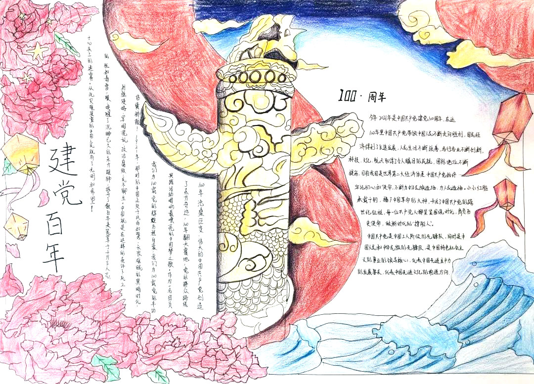 “百年红船，岁月流金”主题手抄报-图6