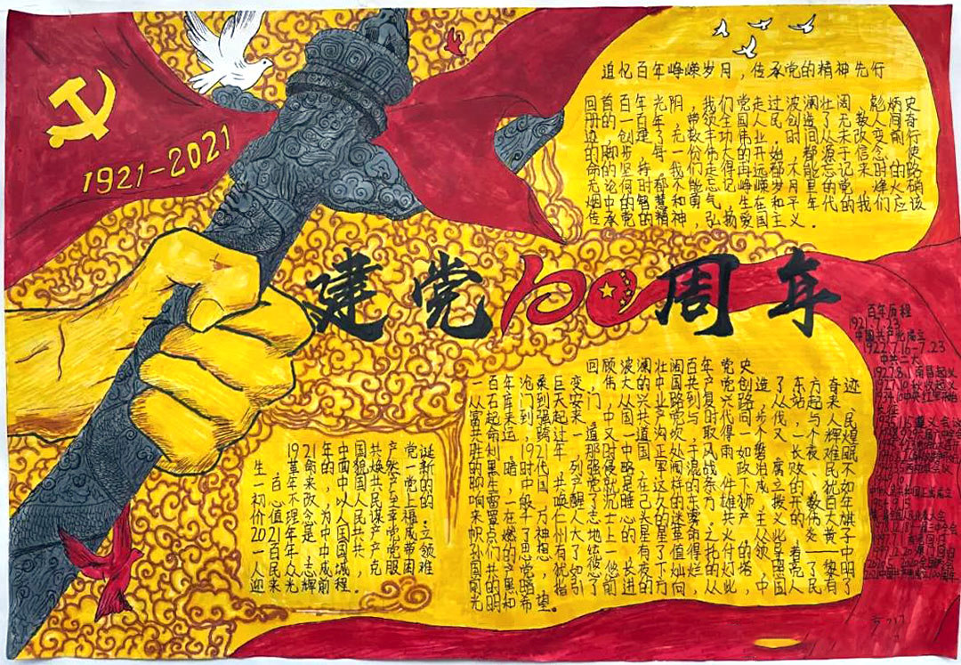 初一建党100周年手抄报版优秀作品-图3