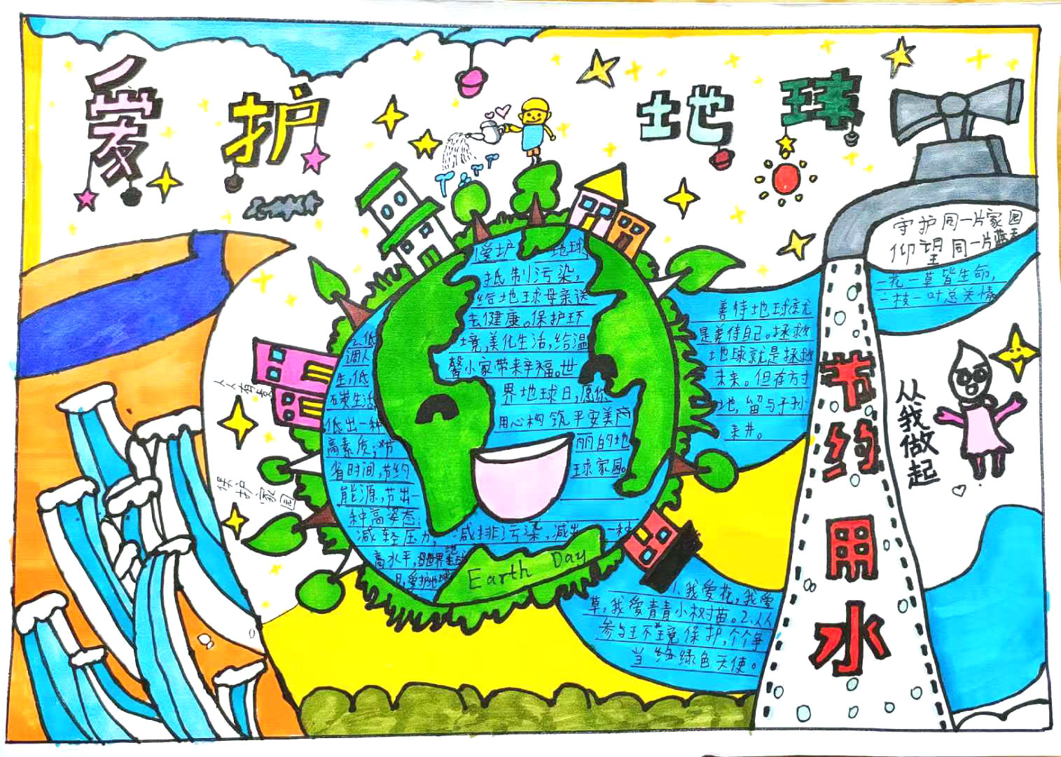 爱护地球主题手抄报图片-图5