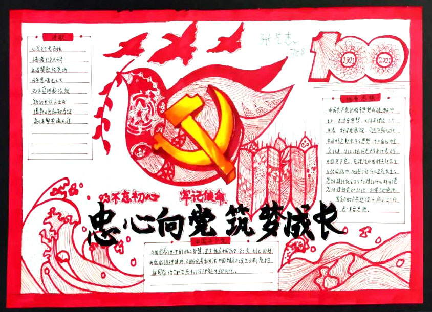 衷心向党筑梦成长手抄报-图3