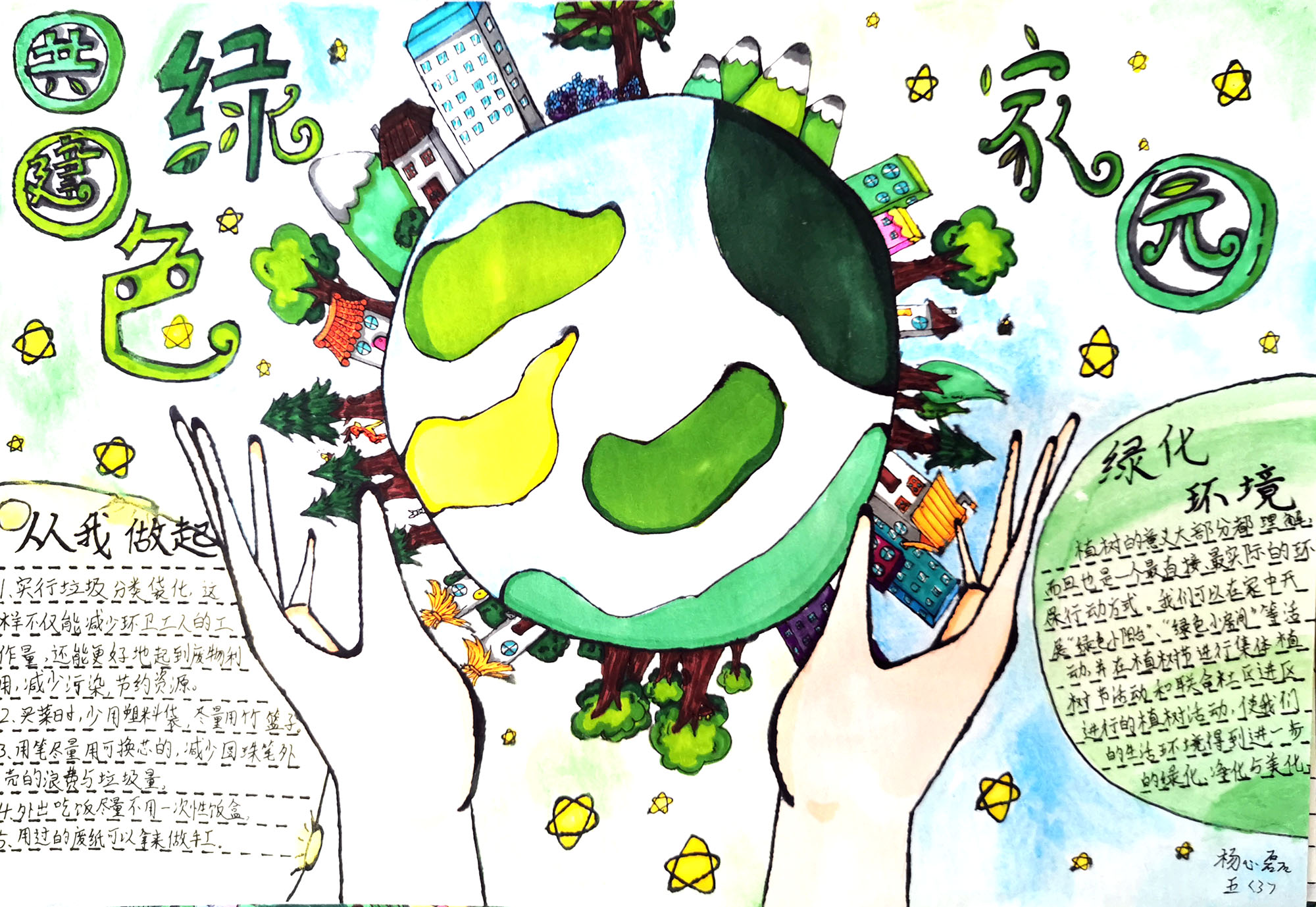共建绿色家园手抄报图片-图4