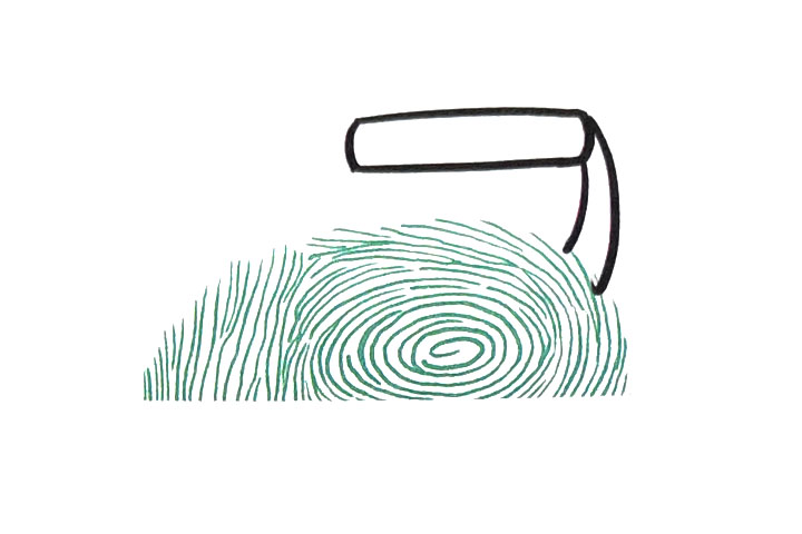 步骤2：在指印的右边画把手的杆子。