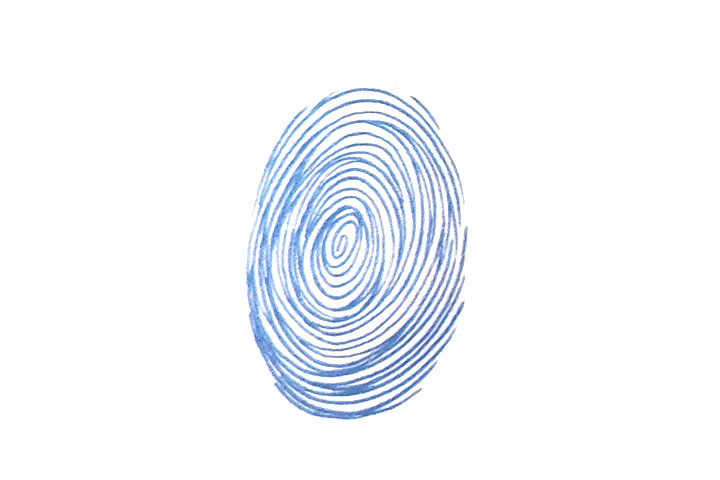 步骤1：印一个椭圆形的指印