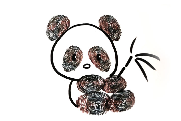如何用手指印画大熊猫