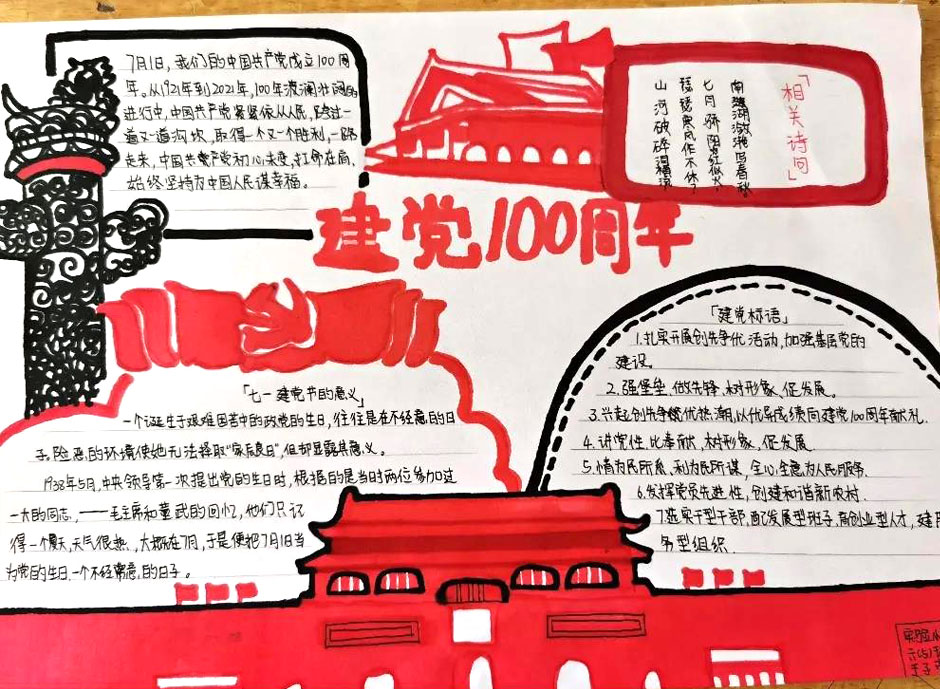 童心向党，礼赞百年手抄报-图6