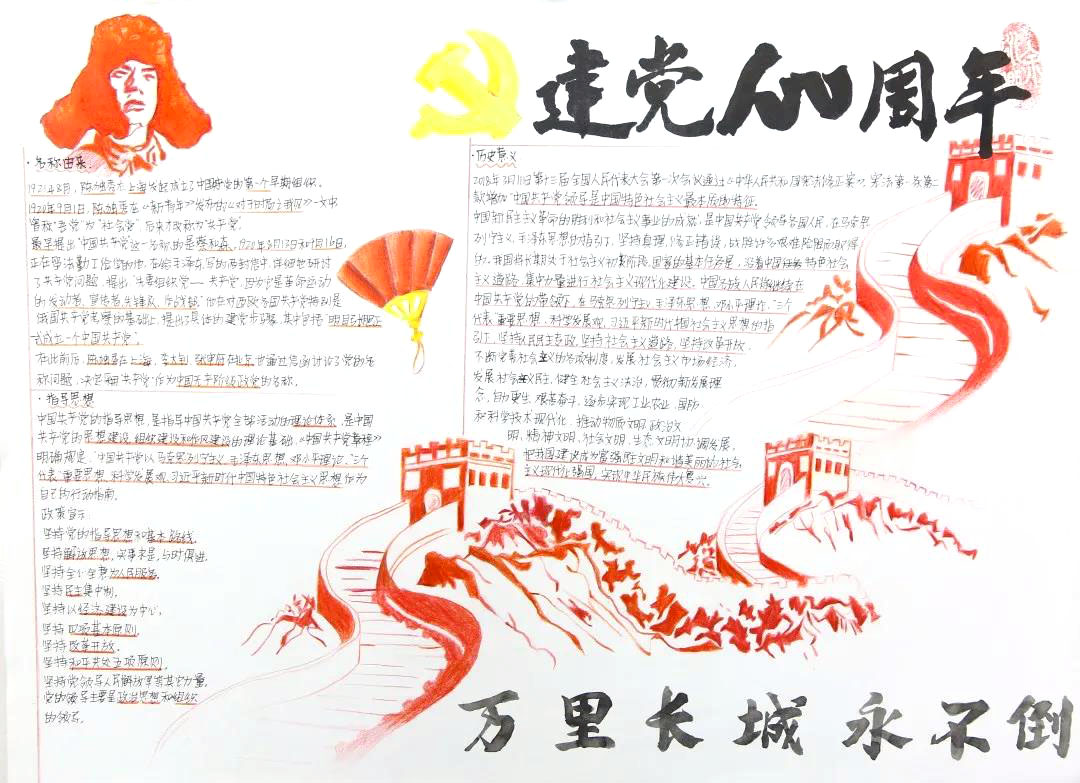 建党一百周年手抄报简单又漂亮-图5