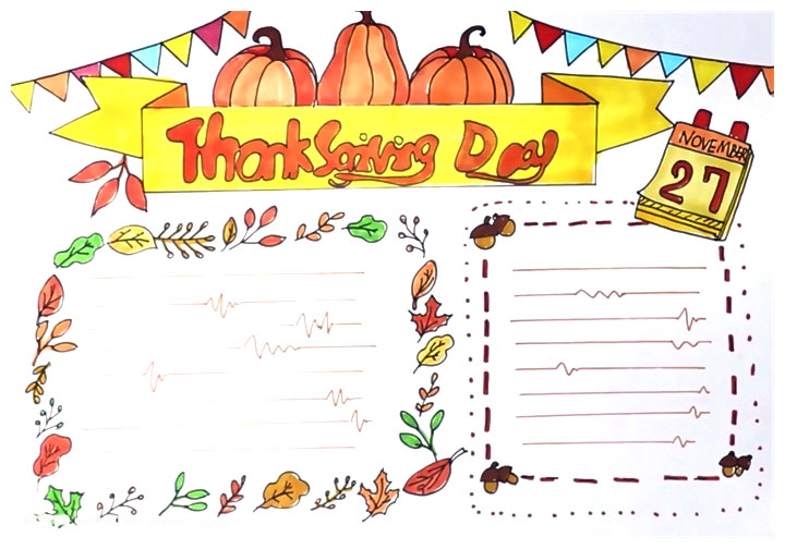 3张漂亮的感恩节英语手抄报模板-图2