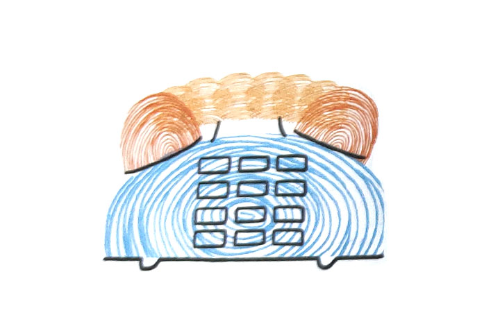 步骤3：勾轮廓，画听筒支架和按键。