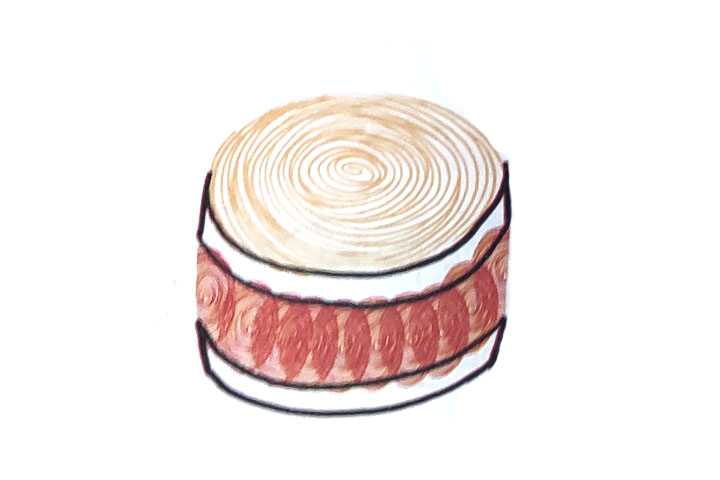 步骤3：画鼓面的接缝。