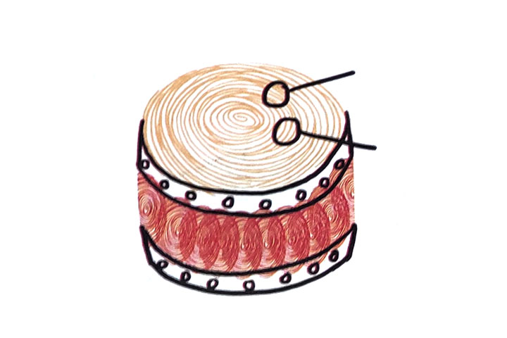 如何用指印画大鼓