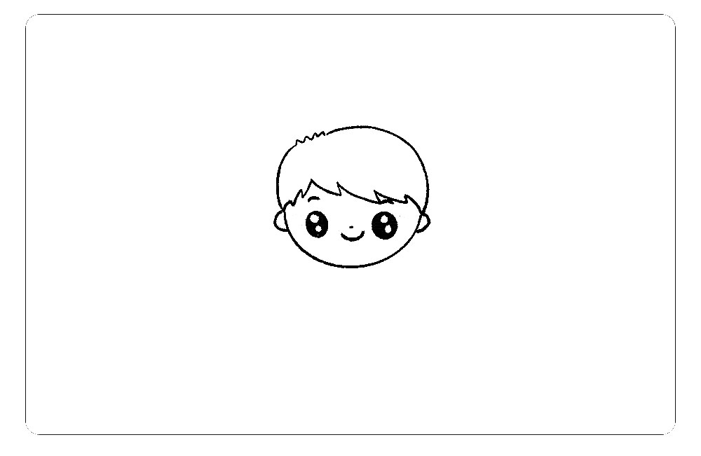 步骤1：首先，画出小男孩的头部