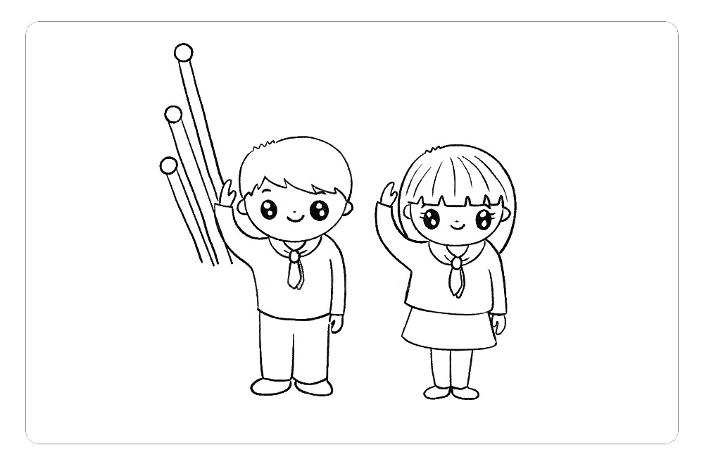 步骤6：在人物的上方画出党旗