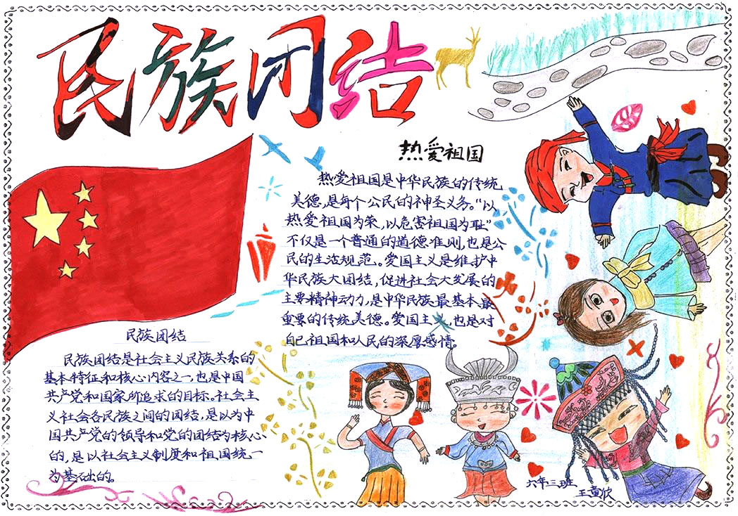 “迎国庆 民族大团结”主题手抄报-图1