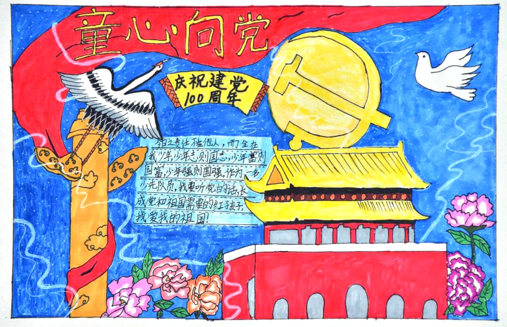童心向党，庆祝建党100周年手抄报图片-图3