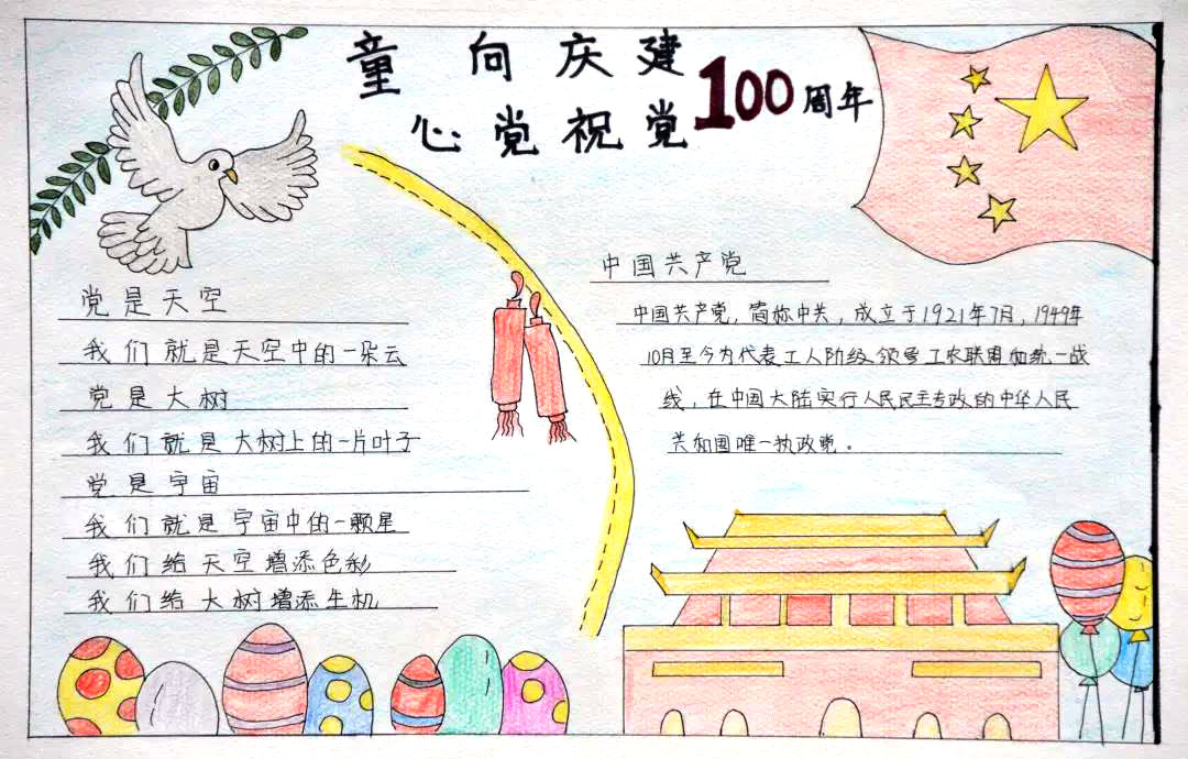 童心向党，庆祝建党100周年手抄报图片-图9