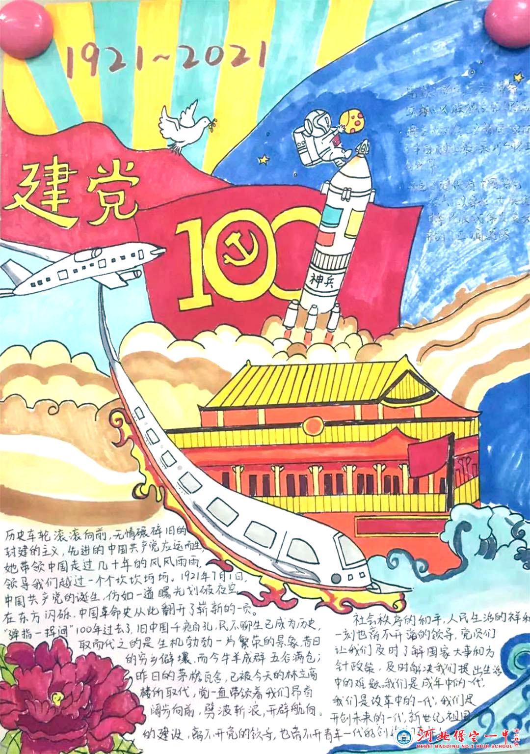 手绘红色印记 喜迎建党百年手抄报-图4