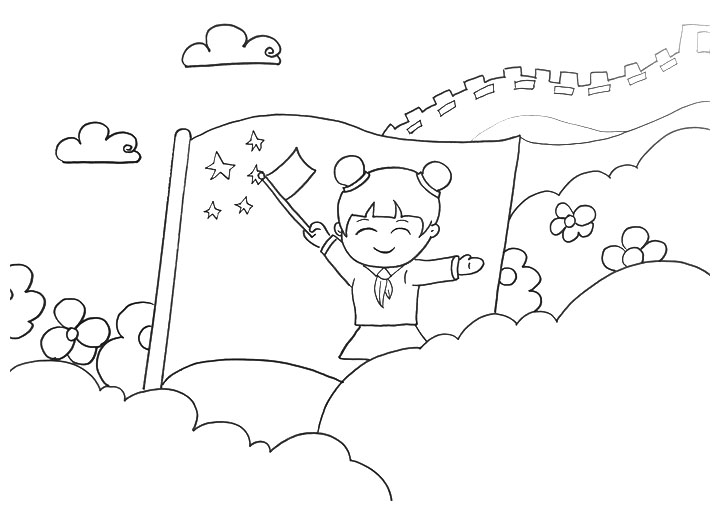 小学生喜迎国庆简笔画