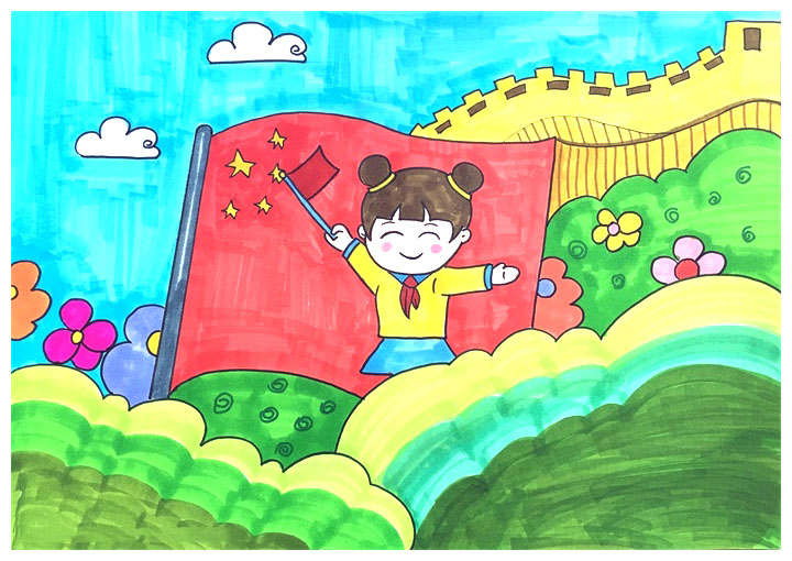 小学生喜迎国庆简笔画