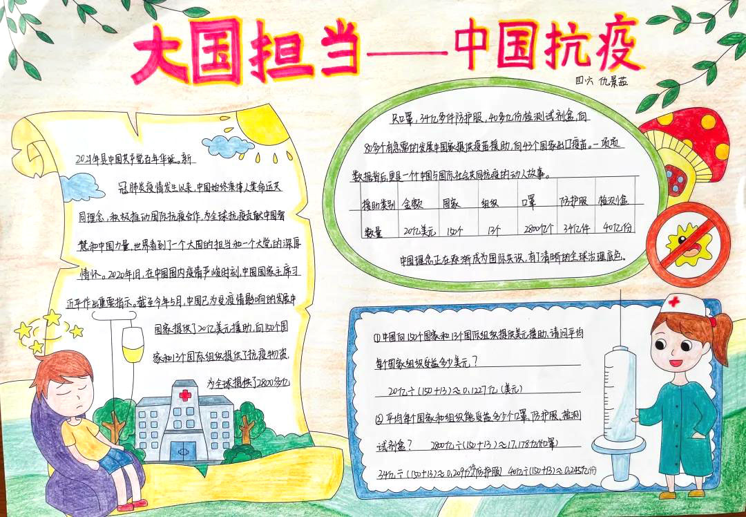 步骤9：手抄报主题：大国担当——中国抗疫
