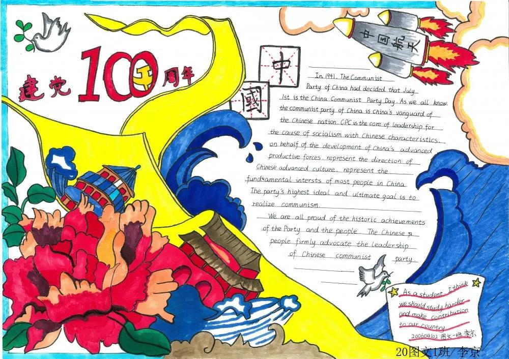 10张漂亮的庆祝建党100周年英语手抄报-图10