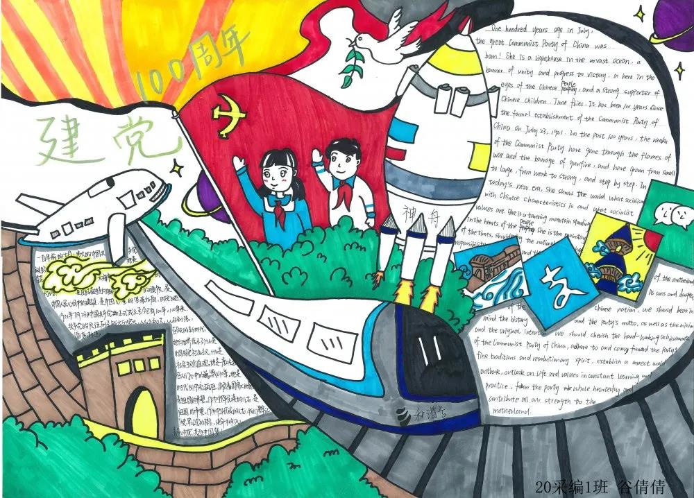 建党百年英语手抄报简单漂亮-图3