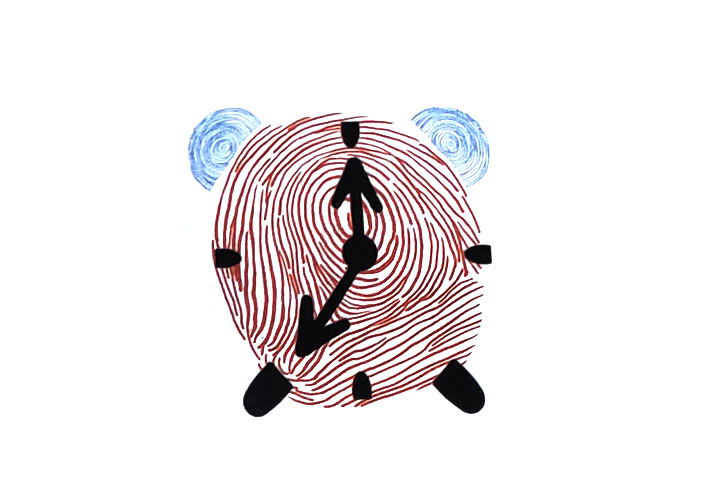 用手指印画闹钟的方法