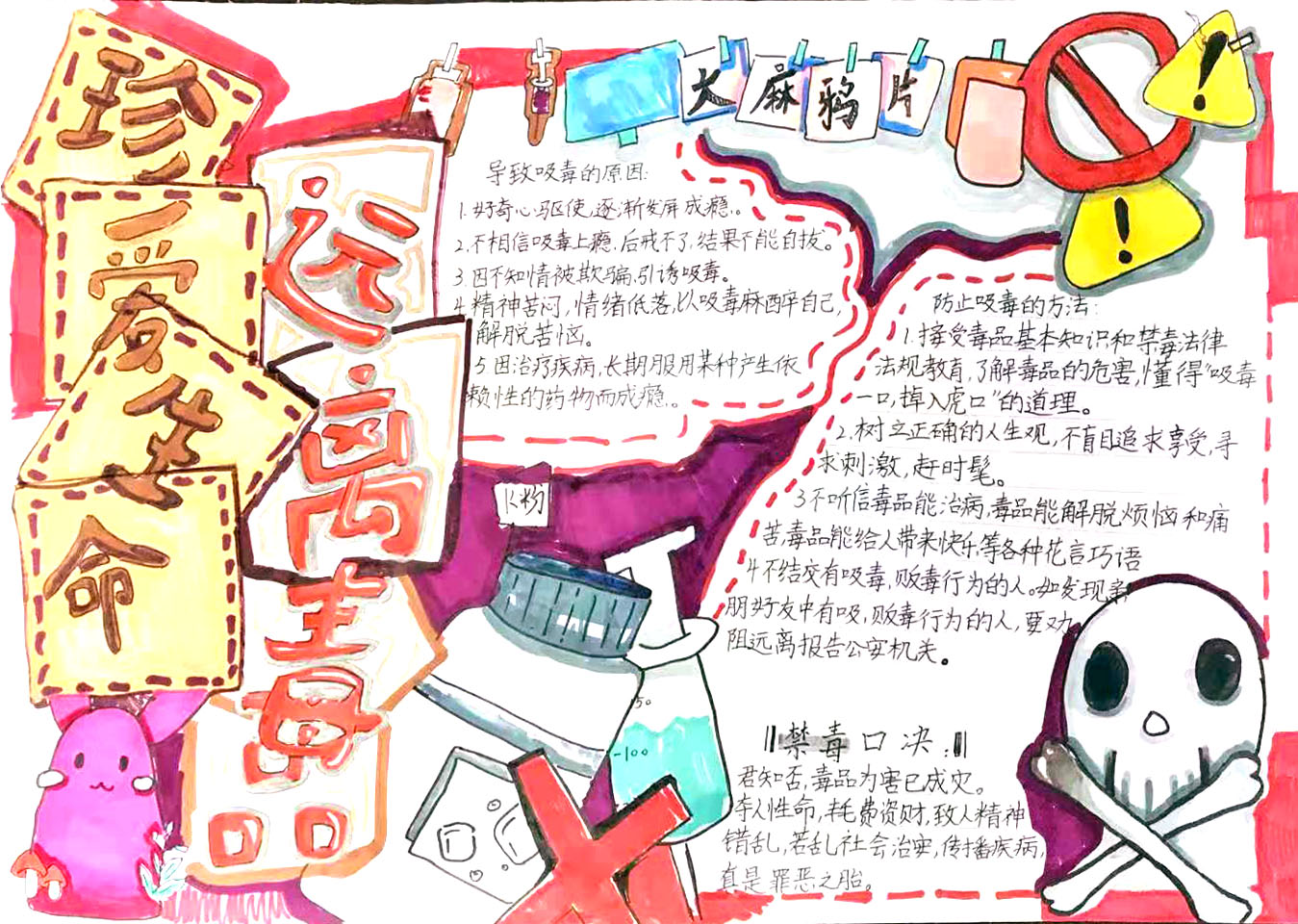 喜迎百年华诞，争创禁毒先锋手抄报-图2